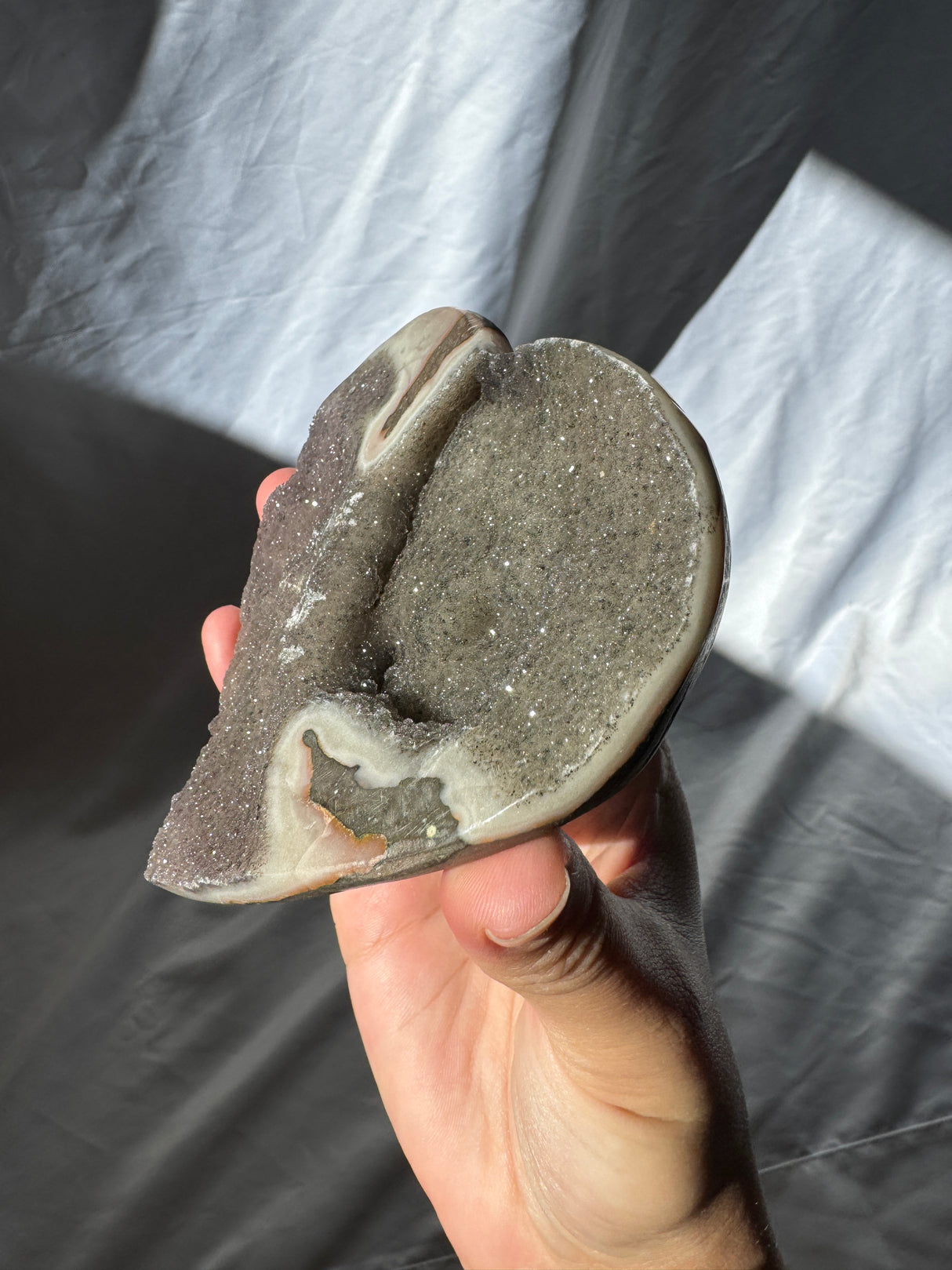 Smokey Sugar Druzy Rainbow Amethyst Heart