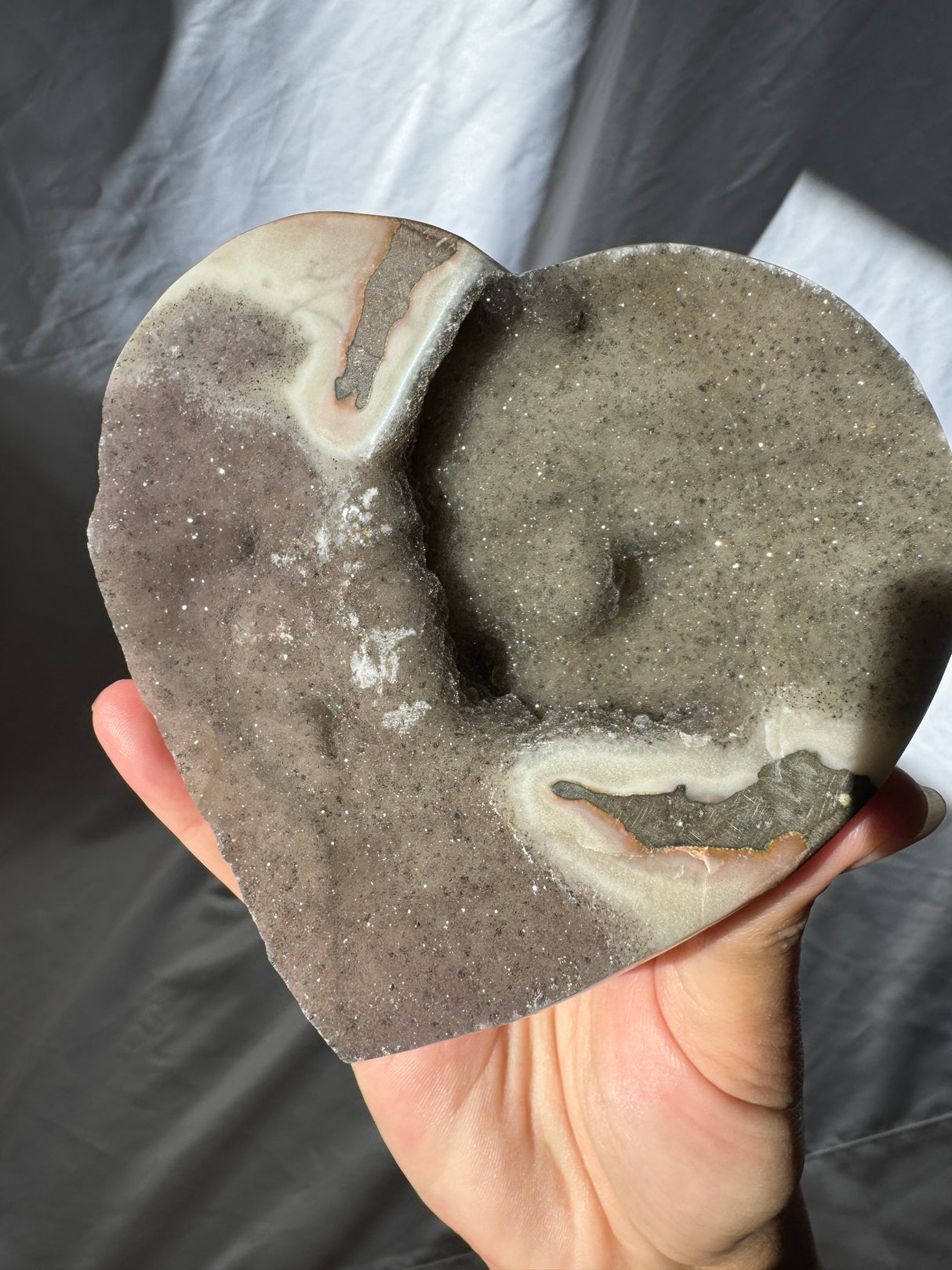 Smokey Sugar Druzy Rainbow Amethyst Heart