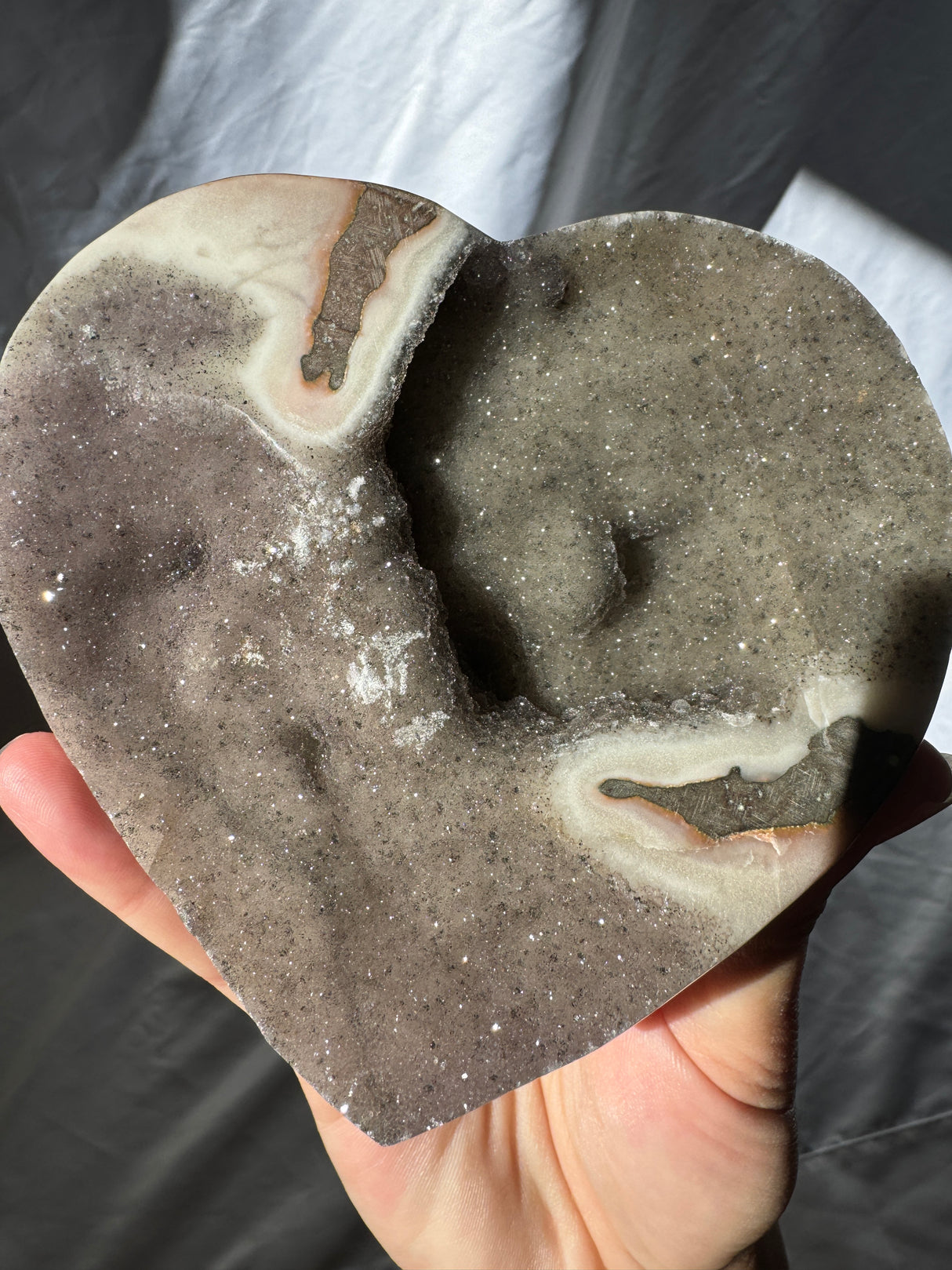 Smokey Sugar Druzy Rainbow Amethyst Heart