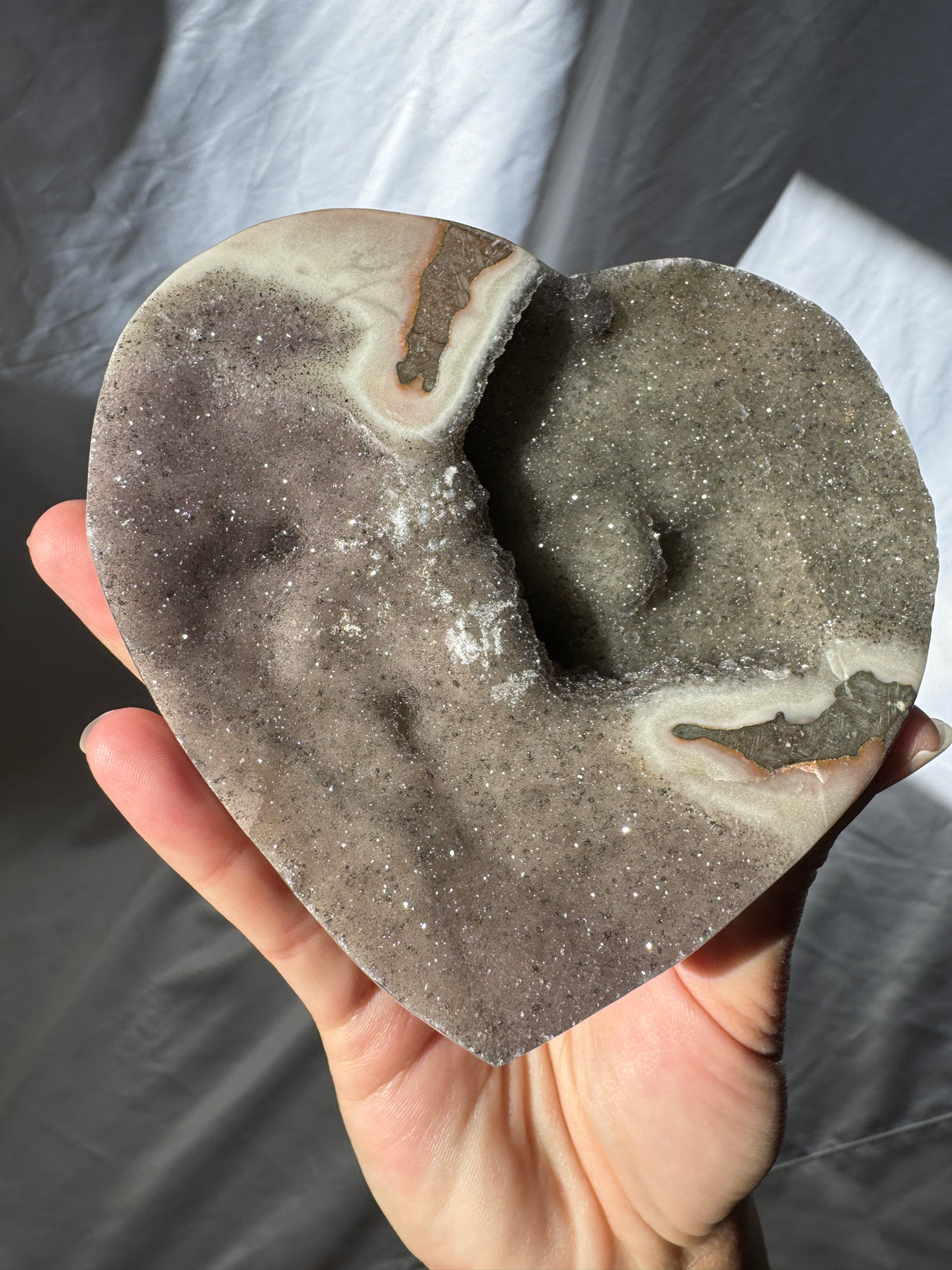 Smokey Sugar Druzy Rainbow Amethyst Heart