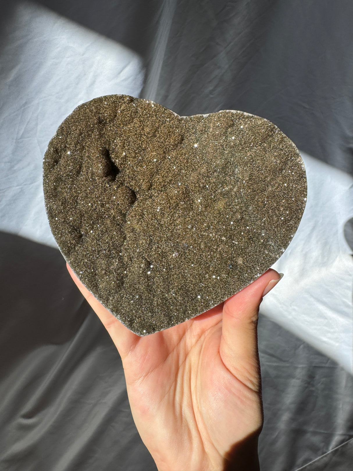 Army Green Sugar Druzy Rainbow Amethyst Heart