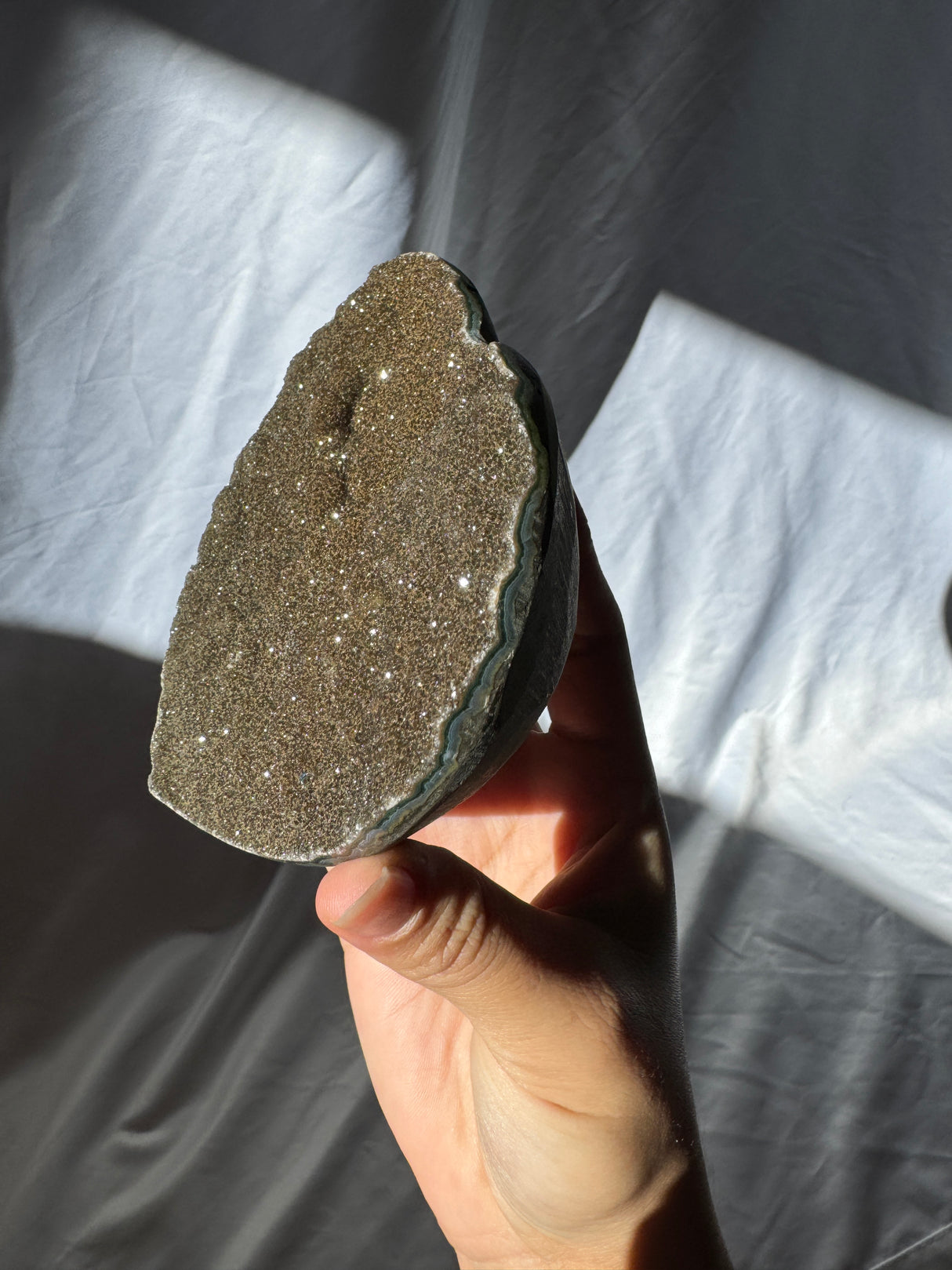 Army Green Sugar Druzy Rainbow Amethyst Heart