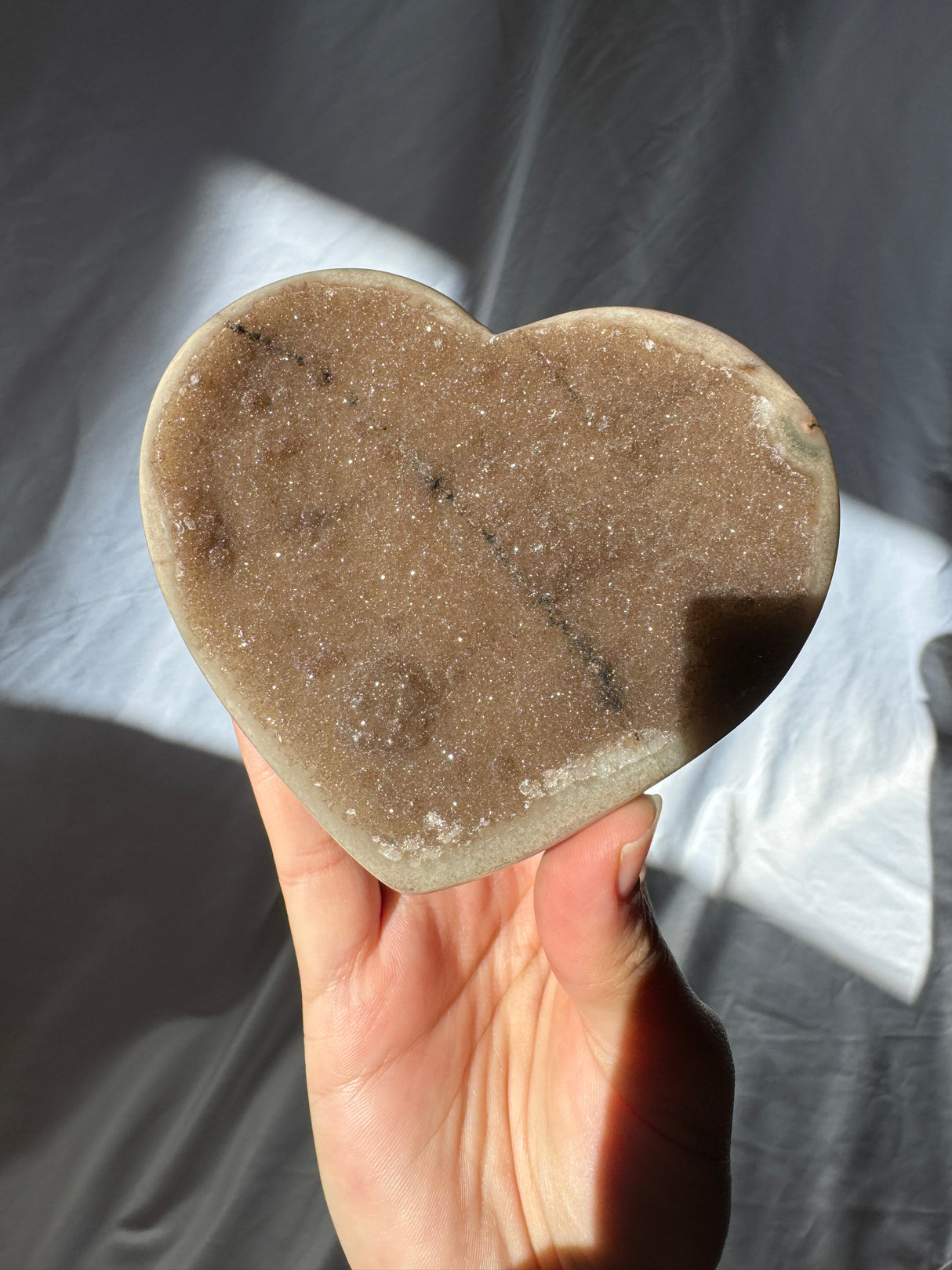 Chocolate Sugar Druzy Rainbow Amethyst Heart