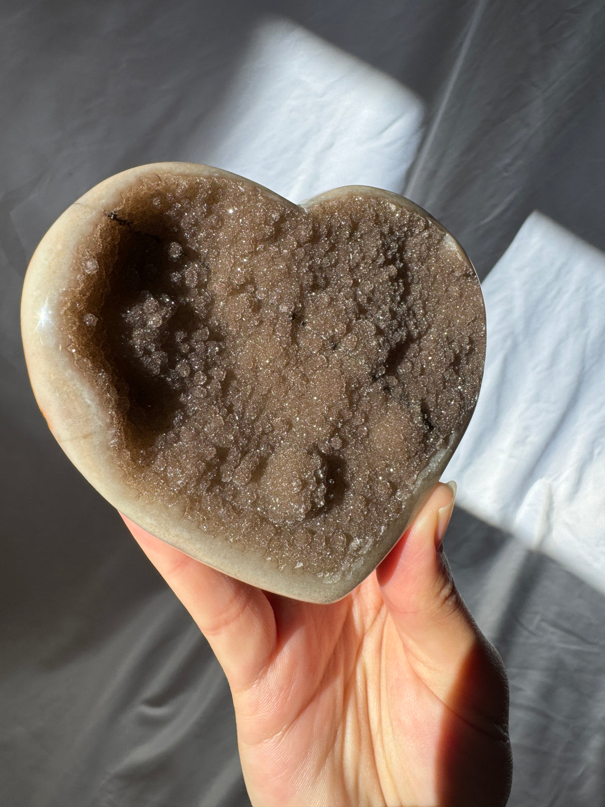 Chocolate Sugar Druzy Rainbow Amethyst Heart