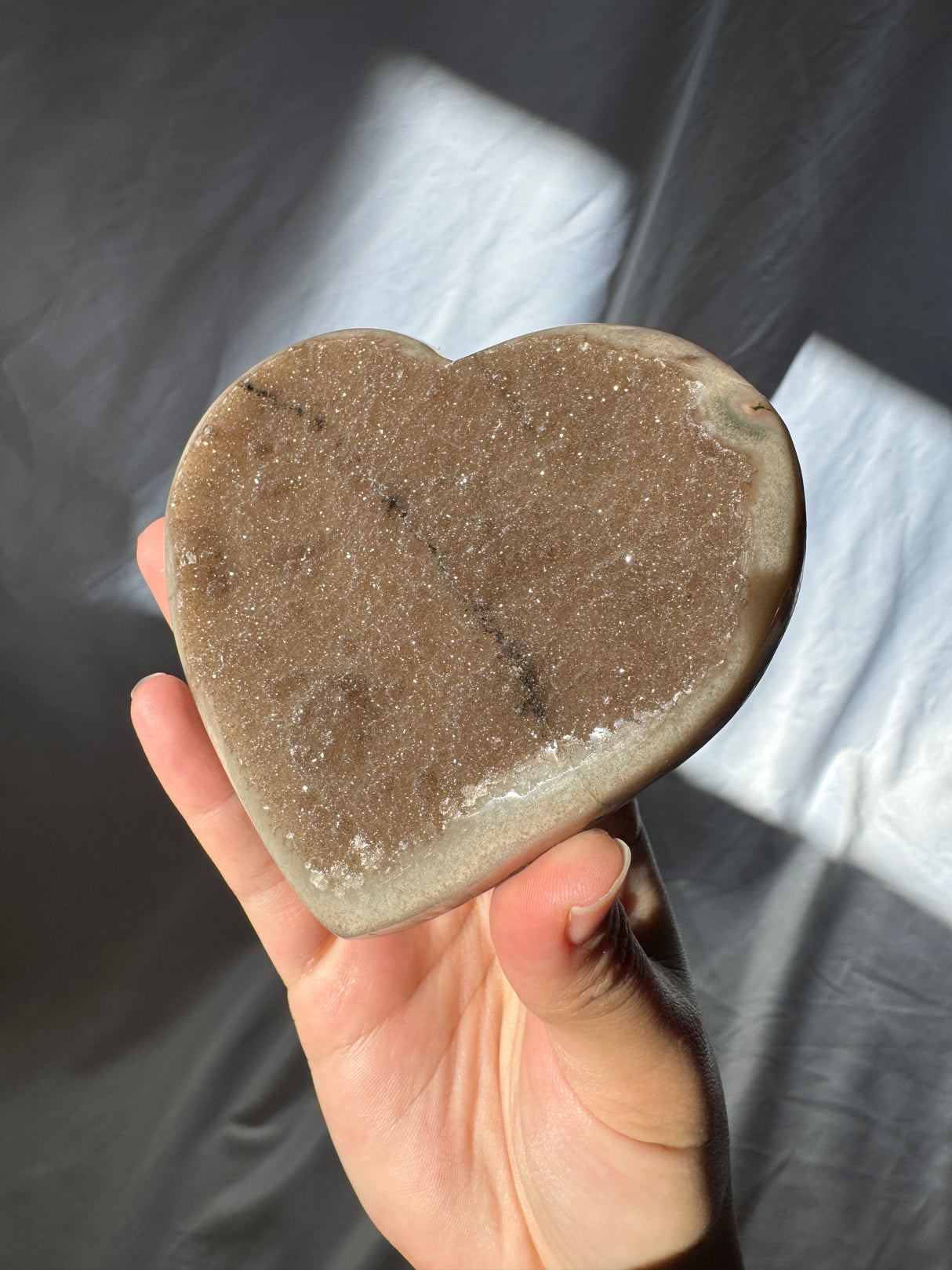 Chocolate Sugar Druzy Rainbow Amethyst Heart