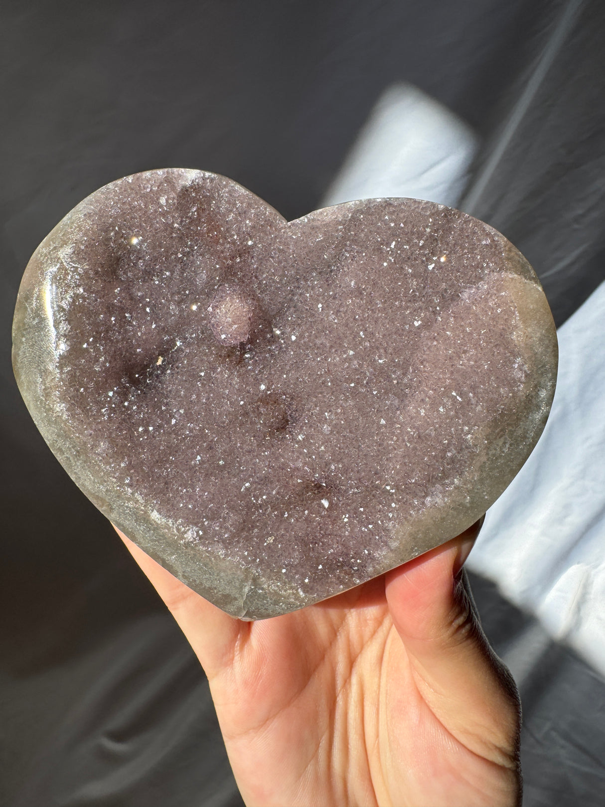 Lavender Druzy Rainbow Amethyst Heart