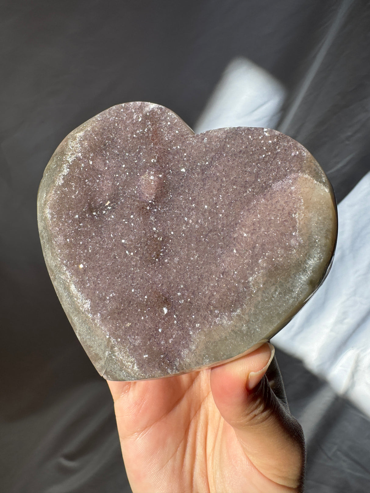 Lavender Druzy Rainbow Amethyst Heart