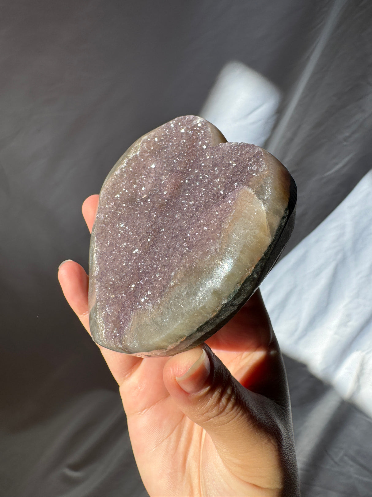 Lavender Druzy Rainbow Amethyst Heart