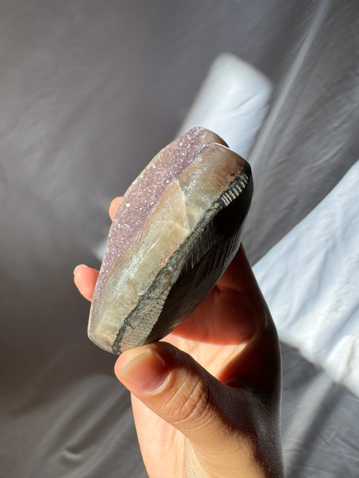 Lavender Druzy Rainbow Amethyst Heart