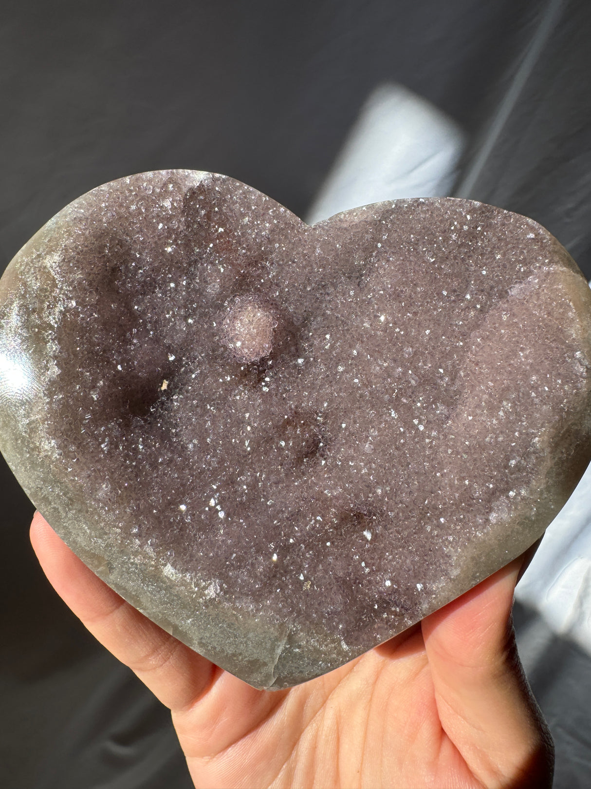 Lavender Druzy Rainbow Amethyst Heart