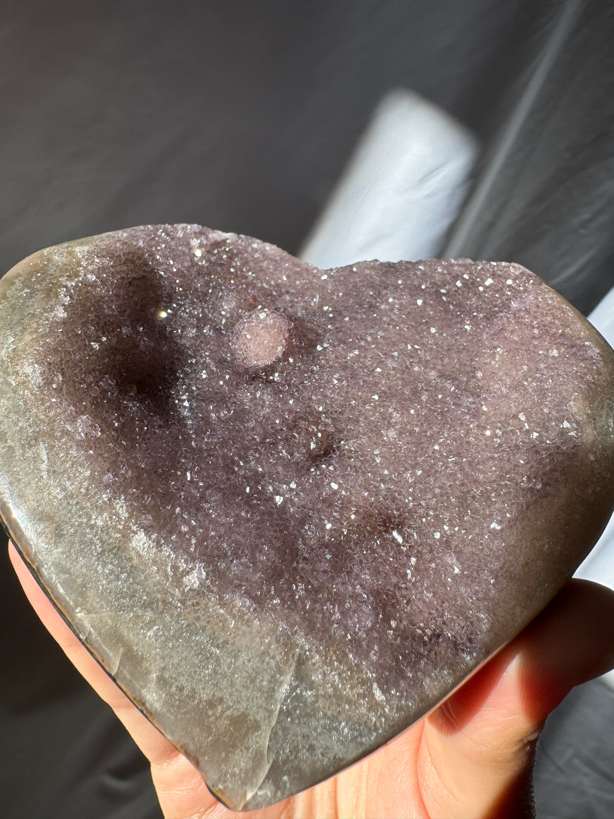 Lavender Druzy Rainbow Amethyst Heart