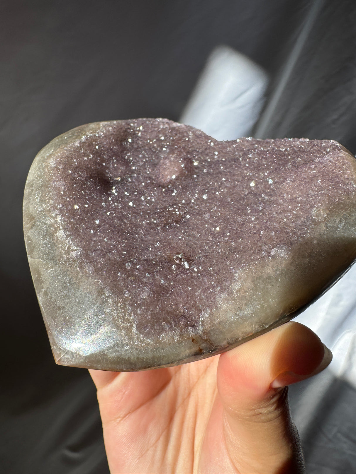 Lavender Druzy Rainbow Amethyst Heart