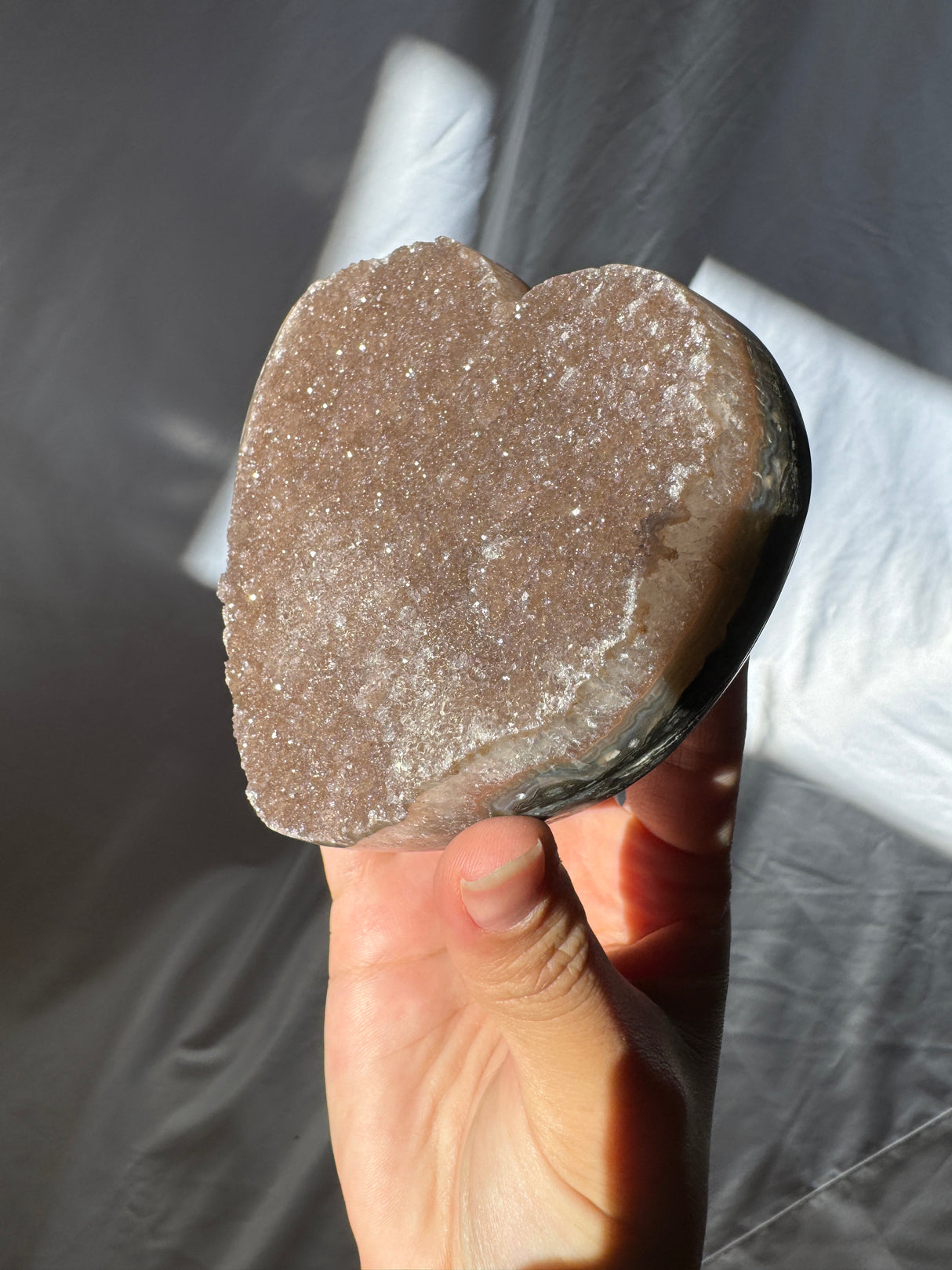 Chocolate Druzy Rainbow Amethyst Heart