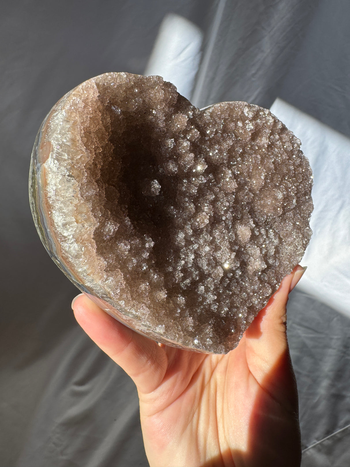 Chocolate Druzy Rainbow Amethyst Heart