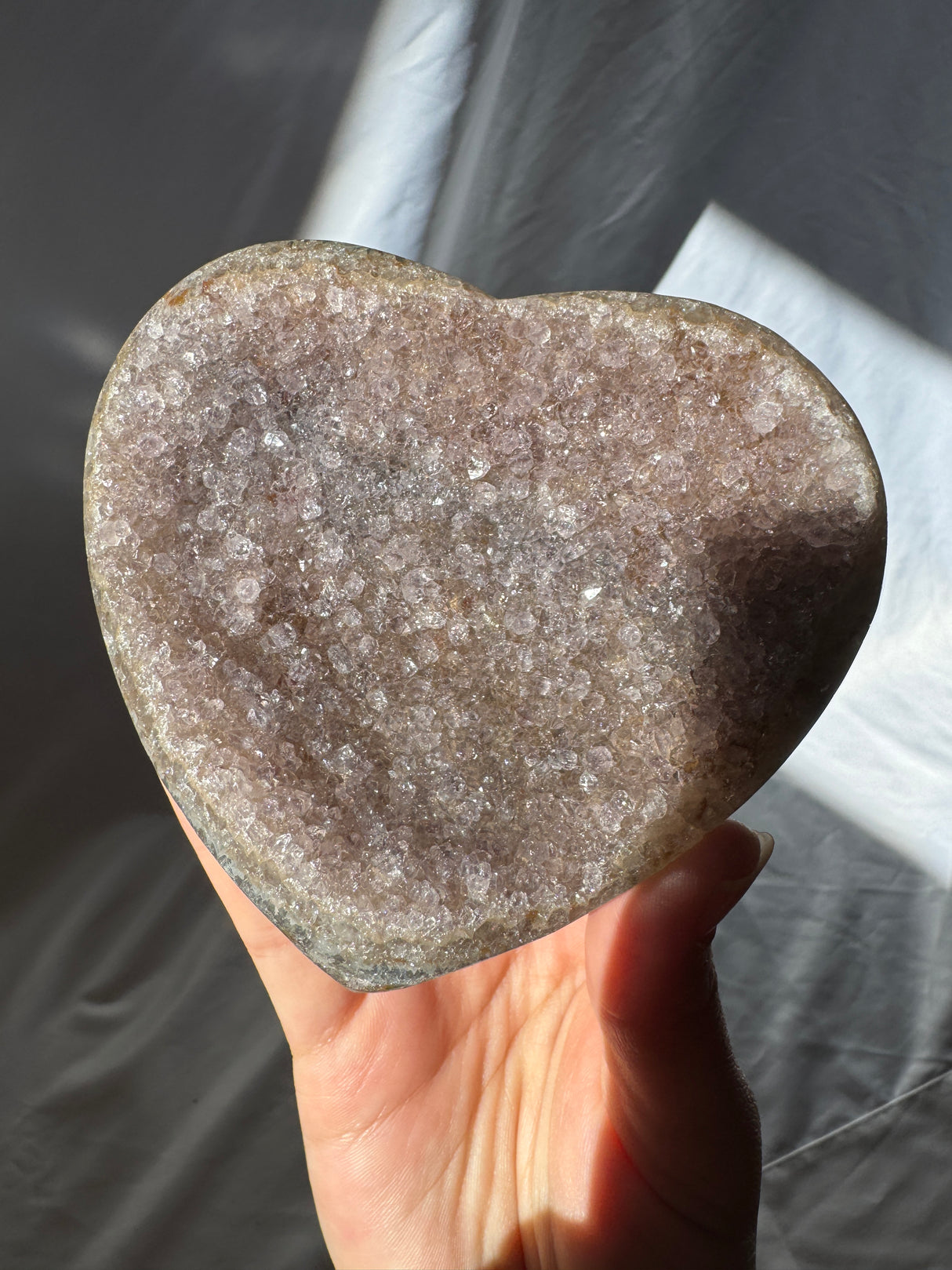 Grey Rainbow Amethyst Heart