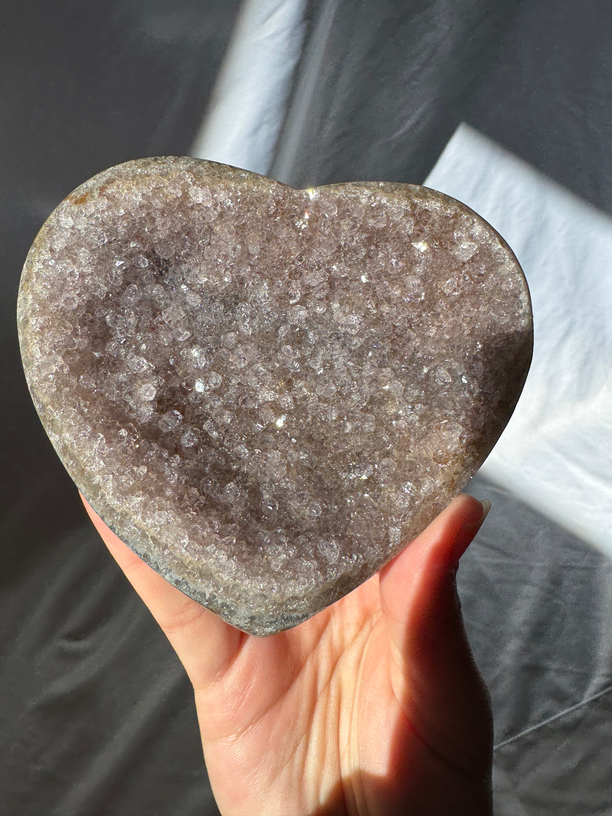 Grey Rainbow Amethyst Heart