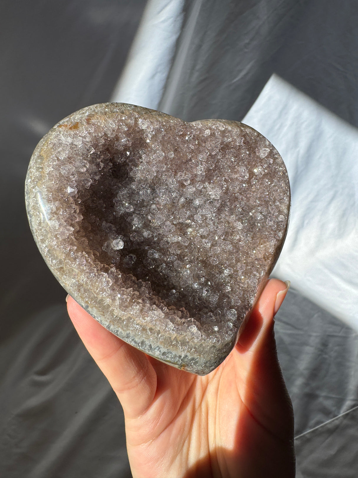 Grey Rainbow Amethyst Heart