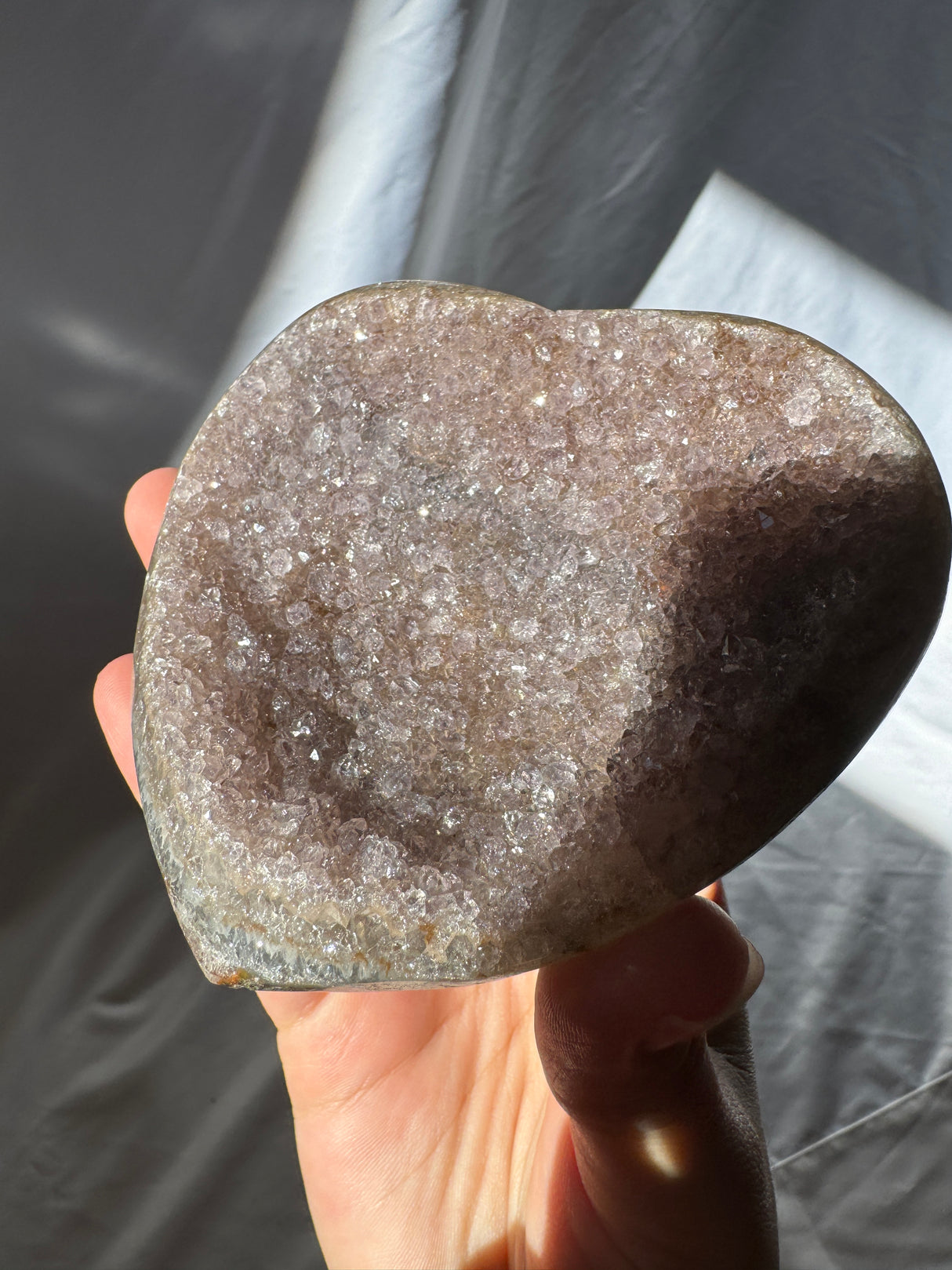 Grey Rainbow Amethyst Heart