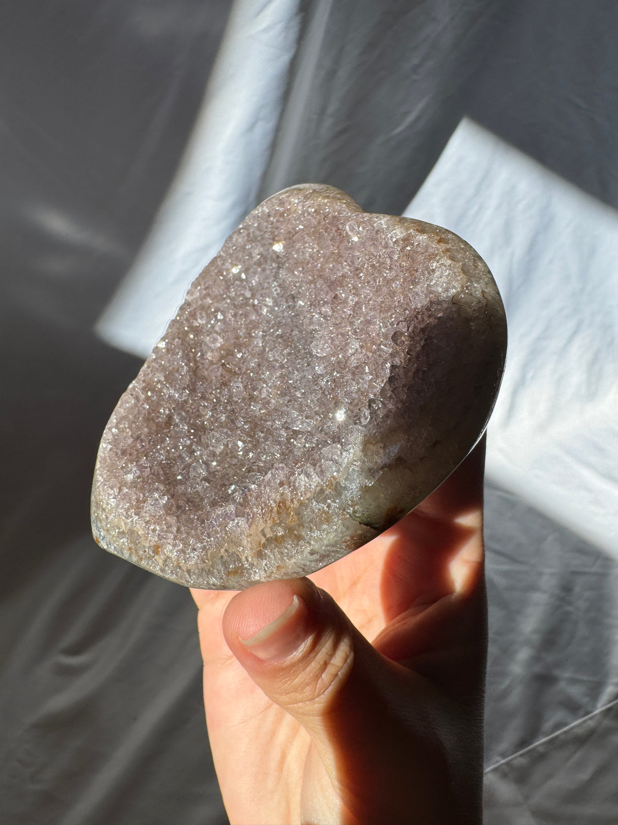 Grey Rainbow Amethyst Heart