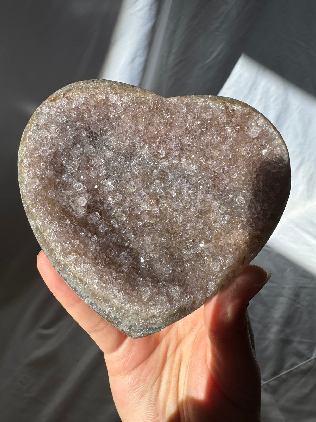 Grey Rainbow Amethyst Heart
