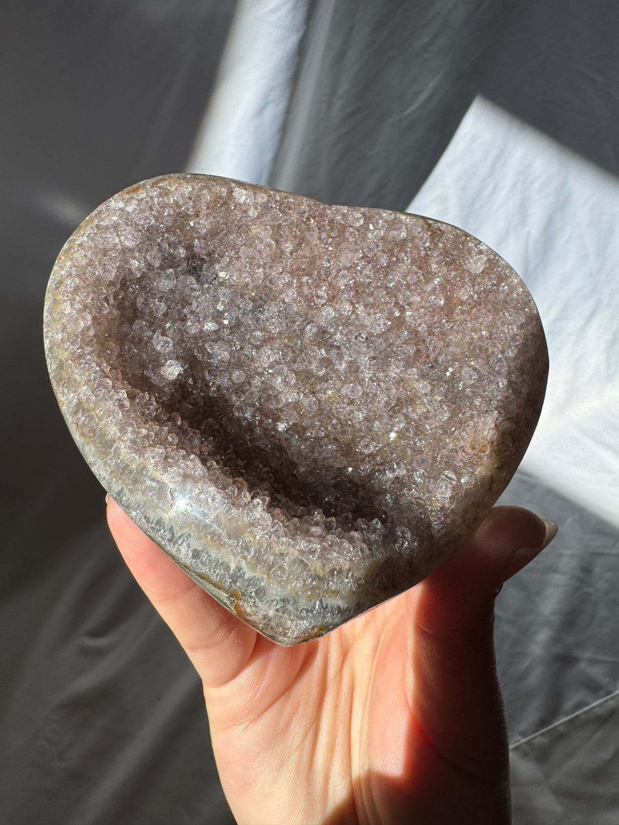 Grey Rainbow Amethyst Heart
