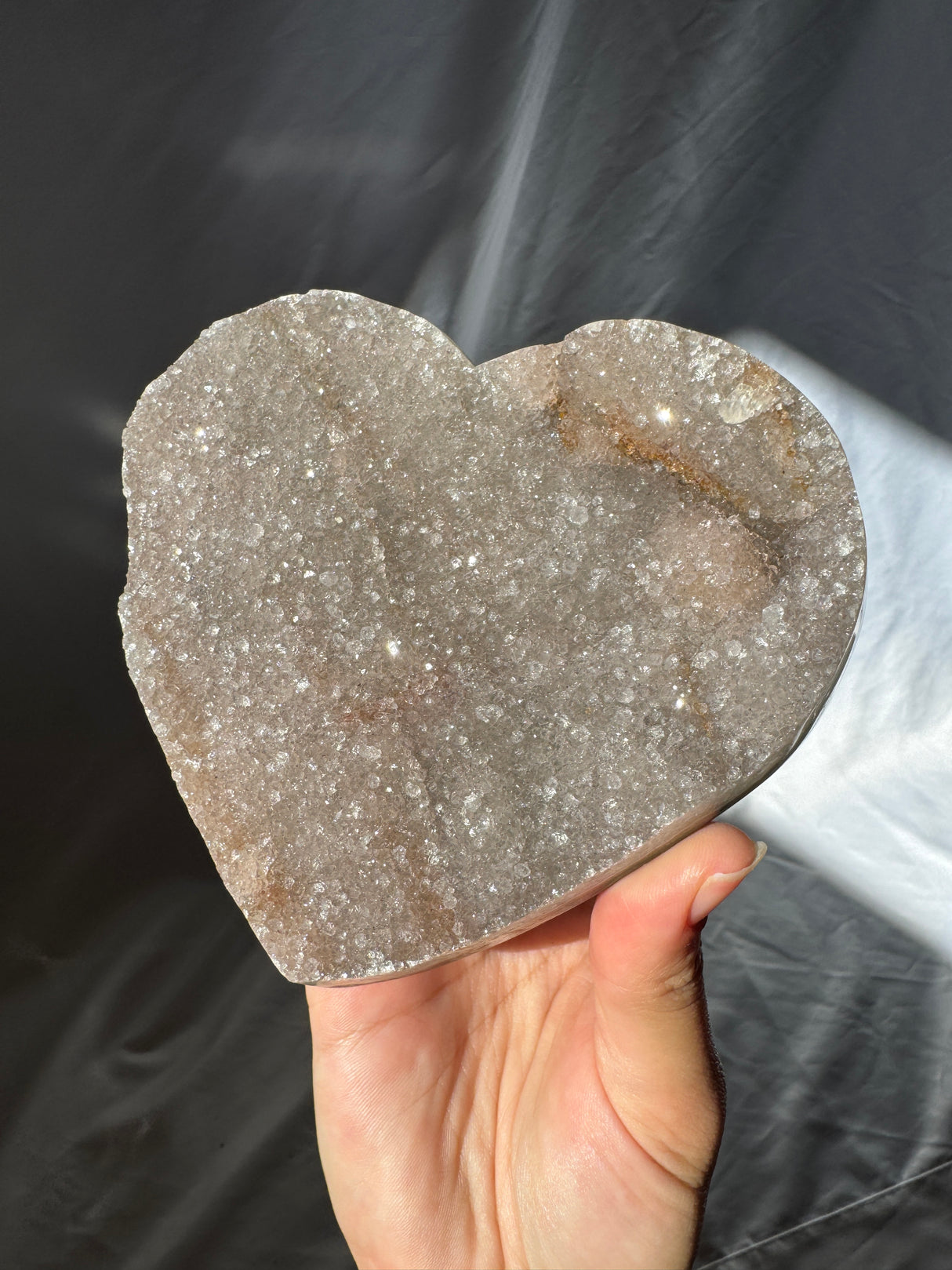 Grey Rainbow Amethyst Heart