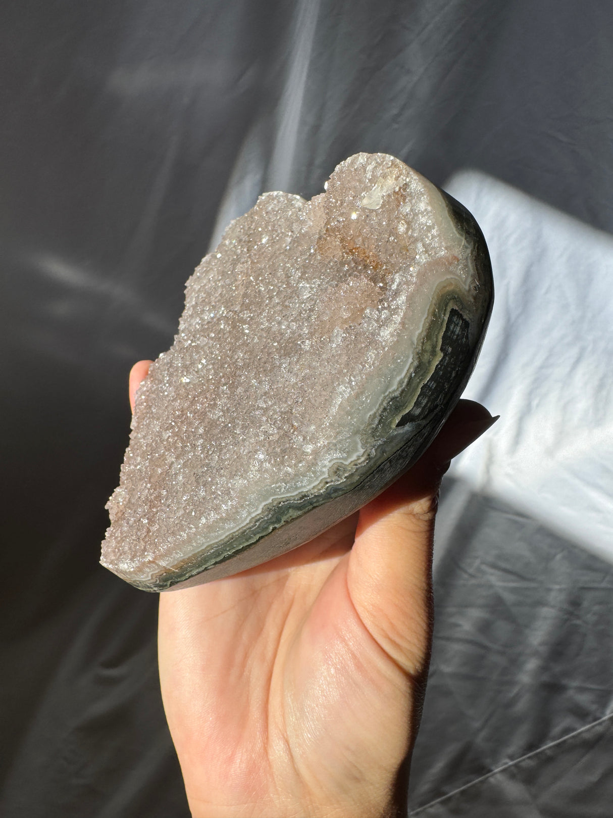 Grey Rainbow Amethyst Heart