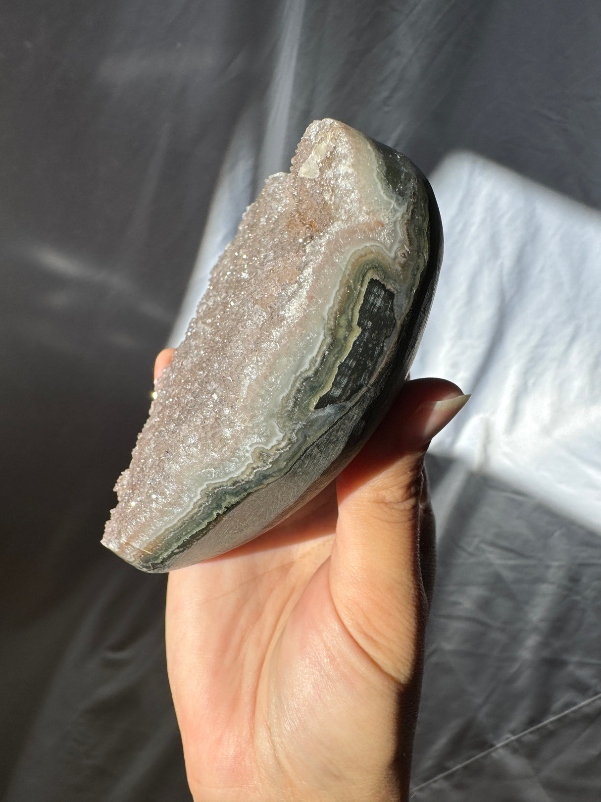 Grey Rainbow Amethyst Heart