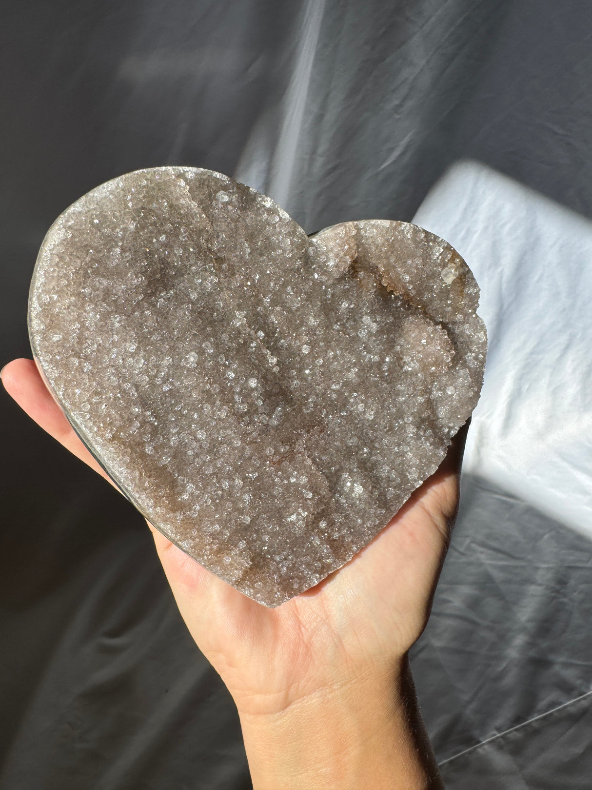 Grey Rainbow Amethyst Heart