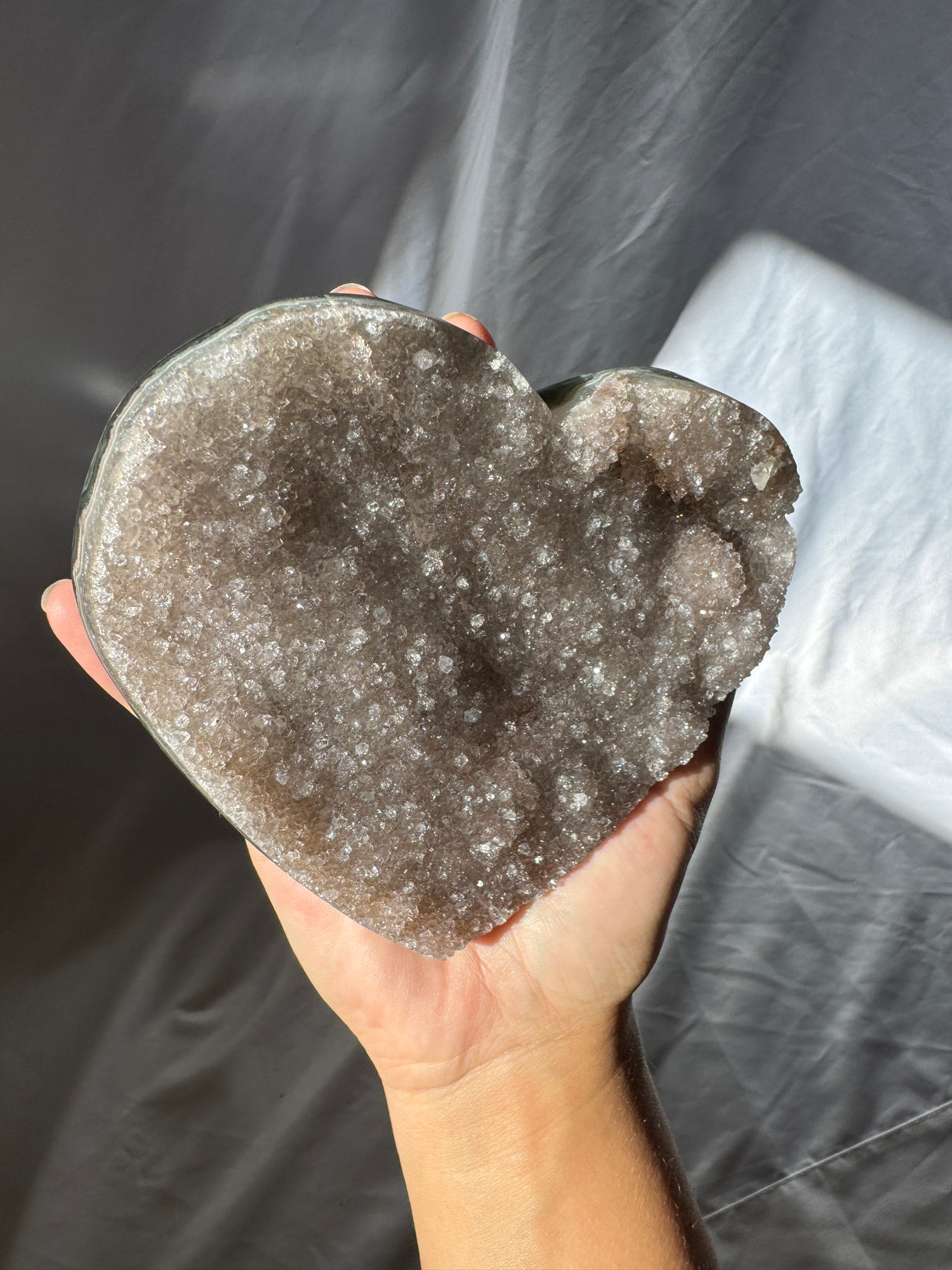 Grey Rainbow Amethyst Heart