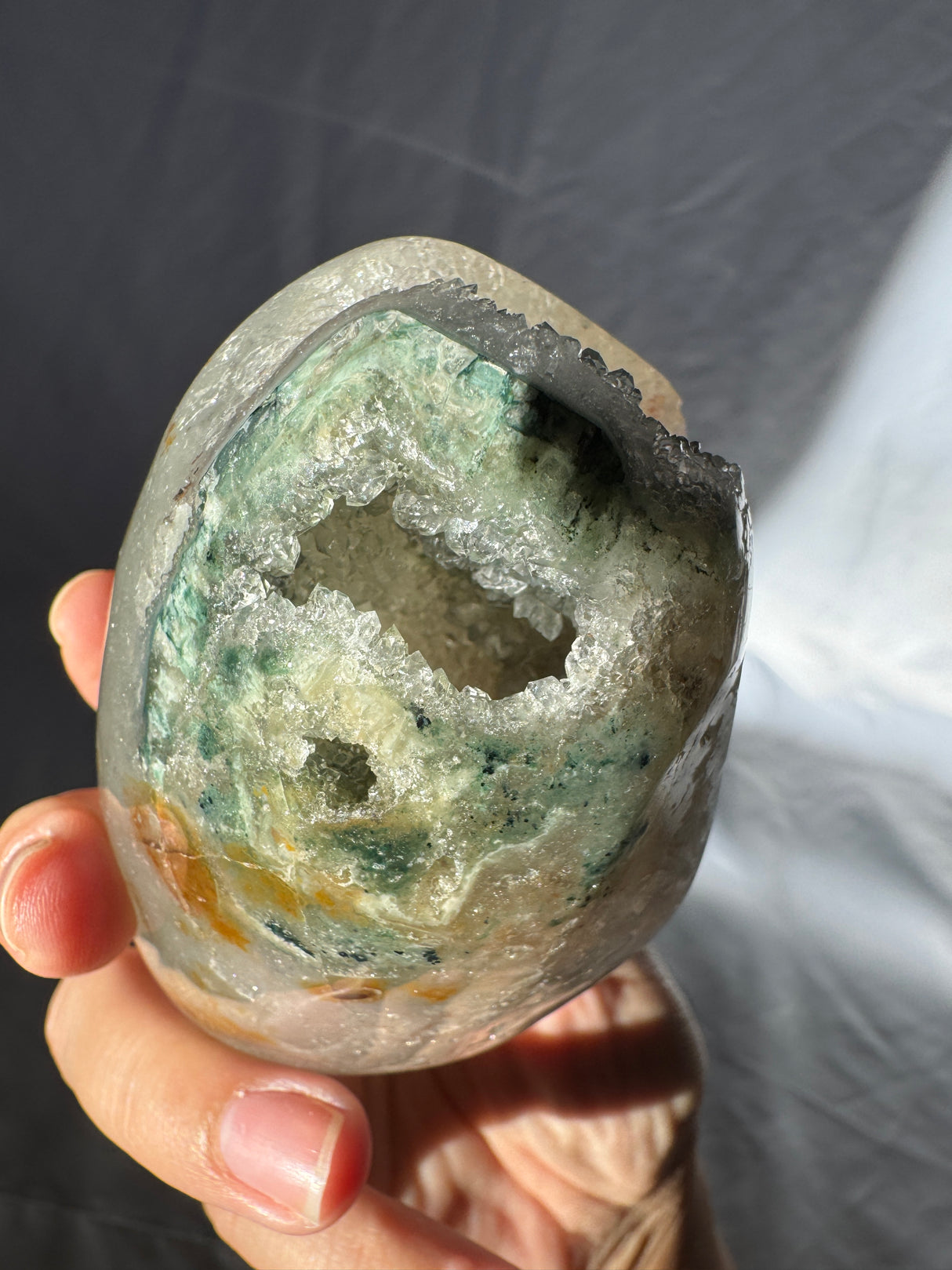 Druzy Green Rainbow Amethyst Free Form (Self Stands)