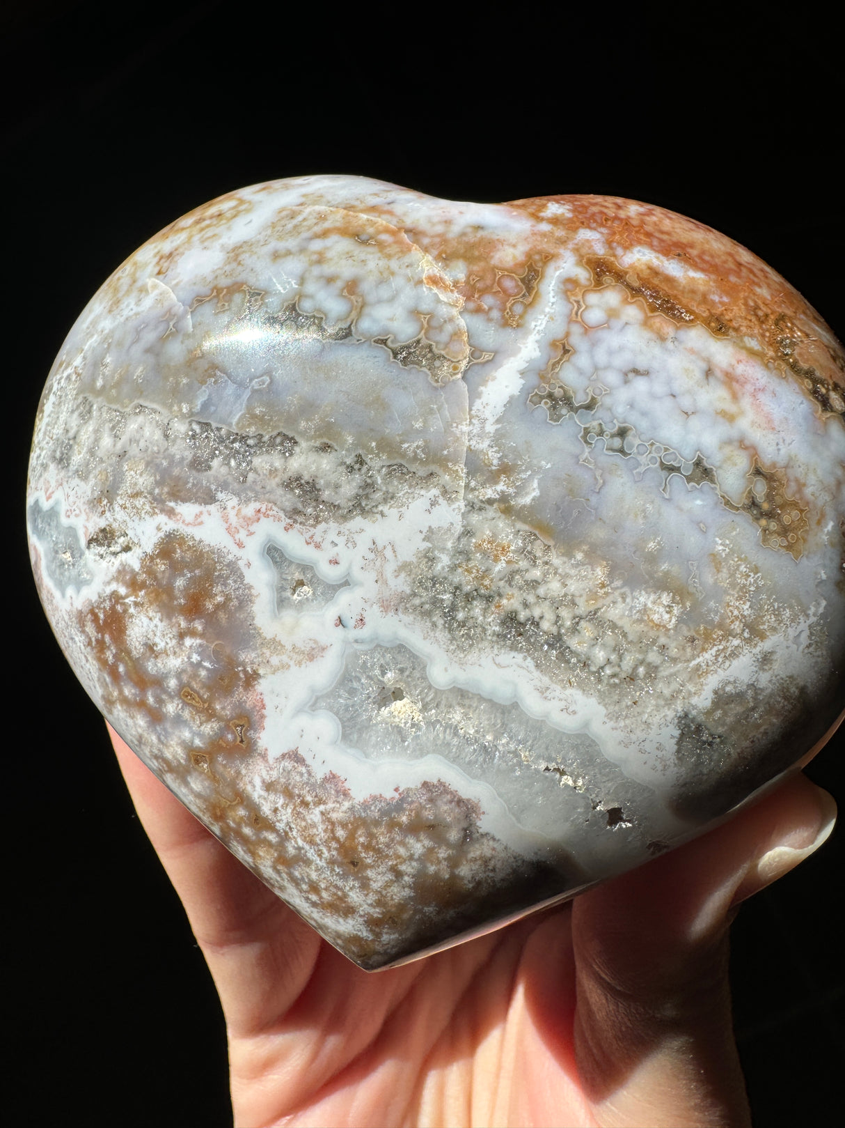 Sparkly Pastel Sea Jasper Heart