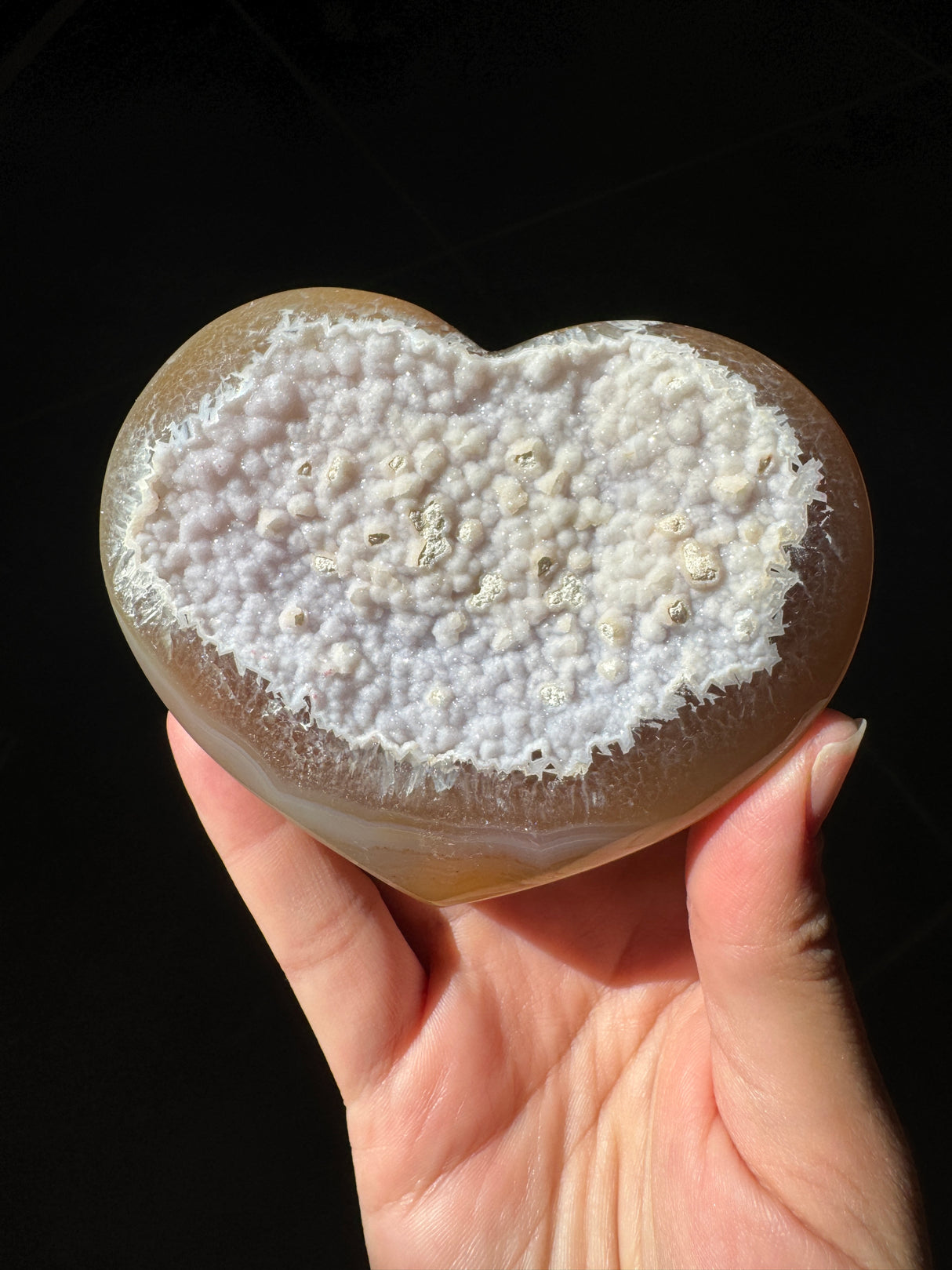 Lavender Sugar Druzy Agate Heart