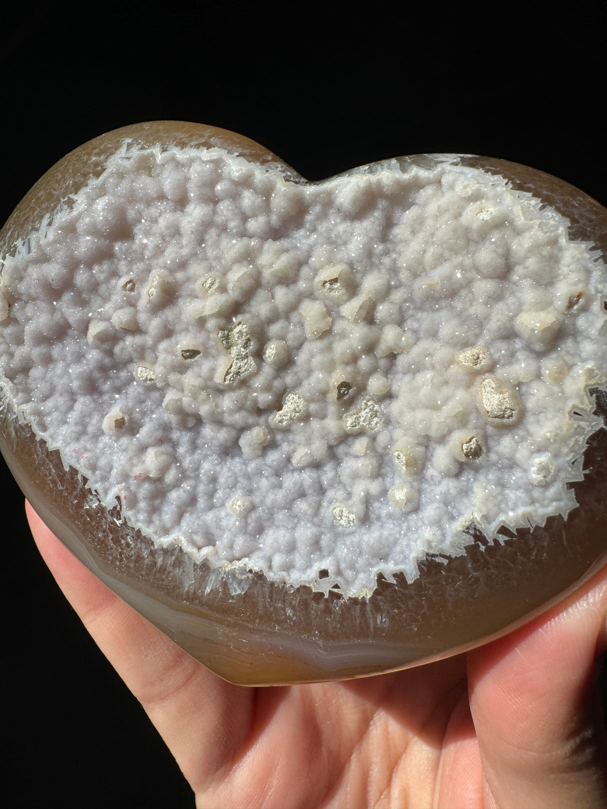 Lavender Sugar Druzy Agate Heart