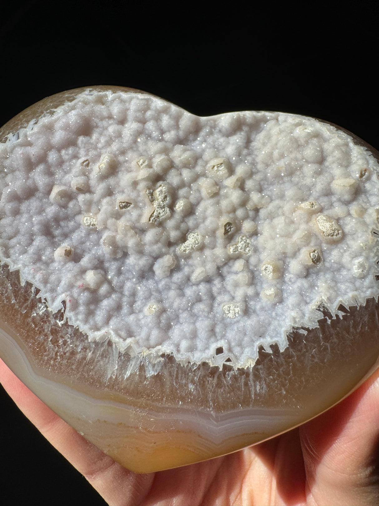 Lavender Sugar Druzy Agate Heart