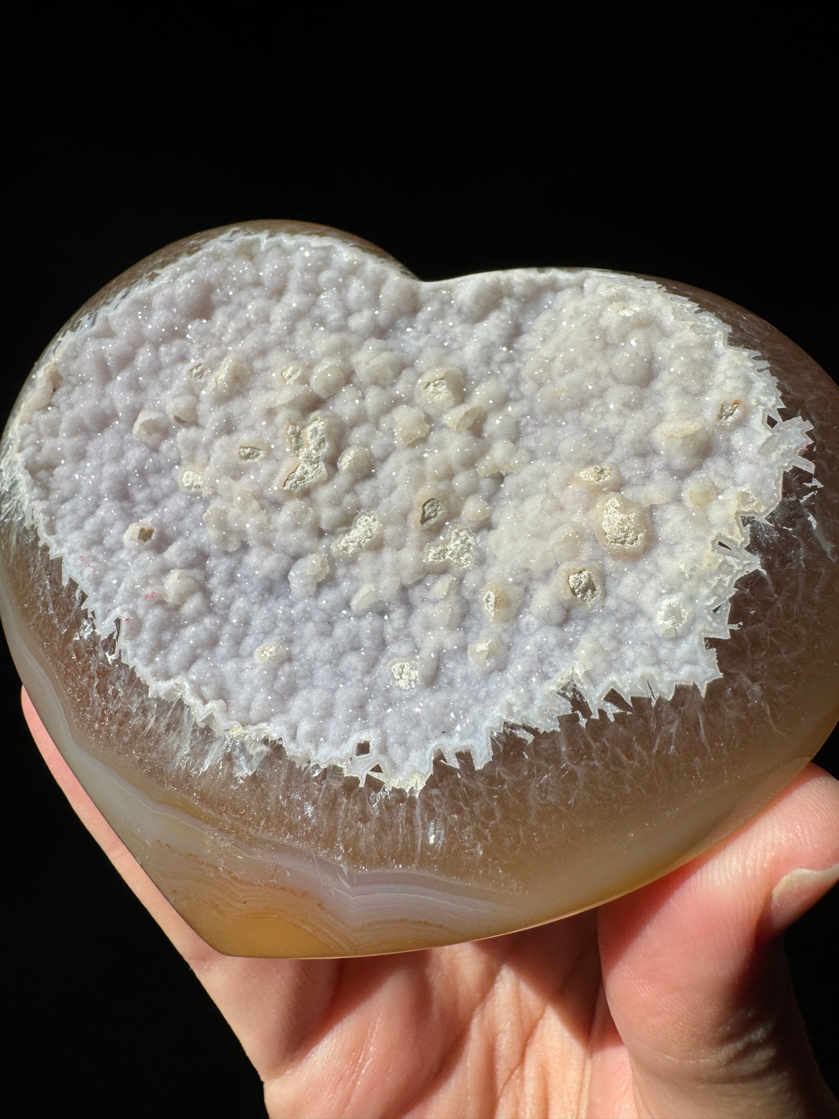Lavender Sugar Druzy Agate Heart