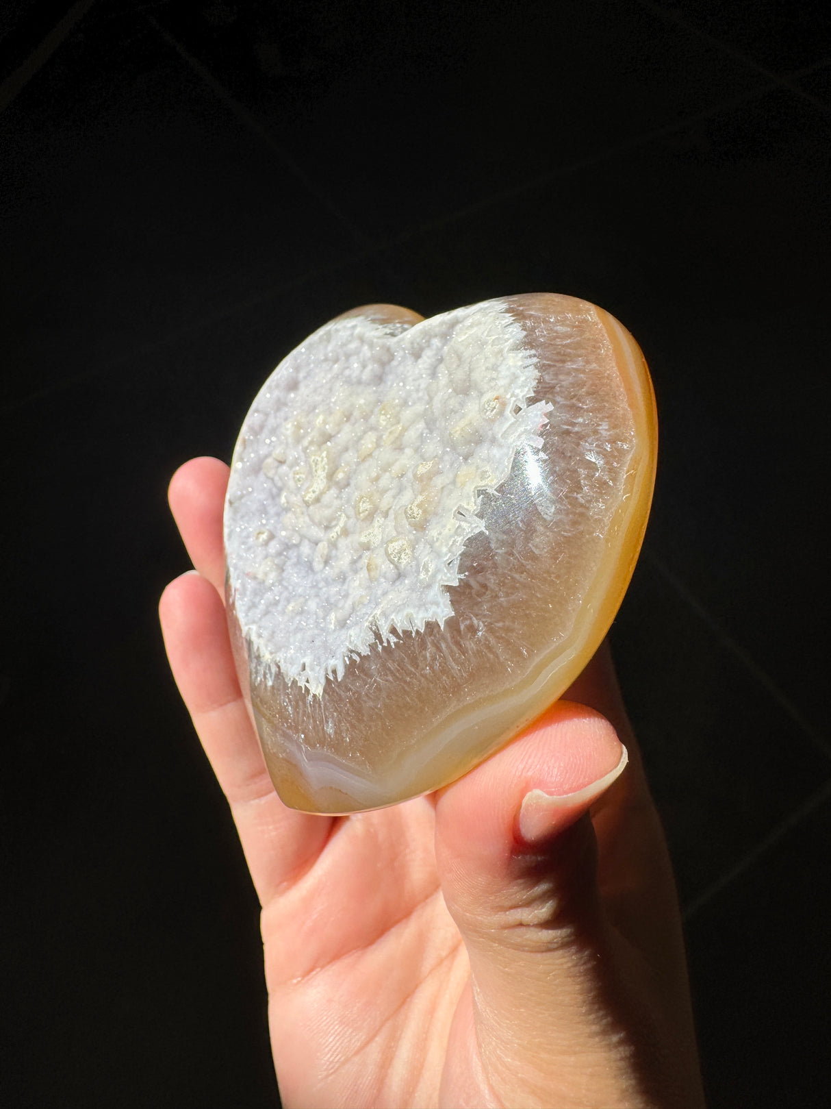 Lavender Sugar Druzy Agate Heart