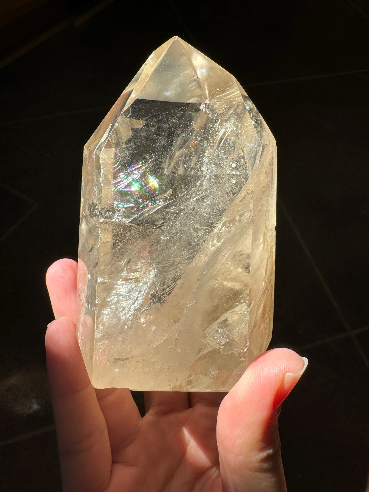 Champagne Brazilian Citrine Tower with Rainbows