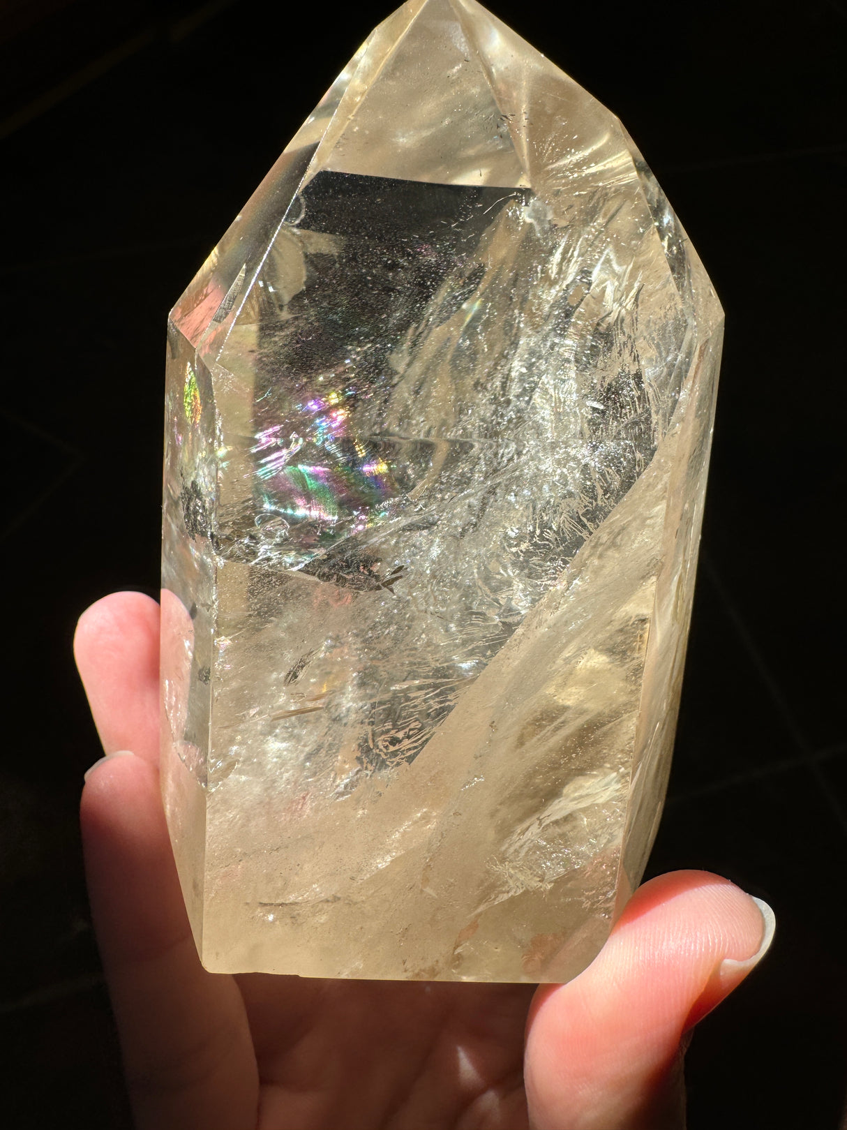 Champagne Brazilian Citrine Tower with Rainbows