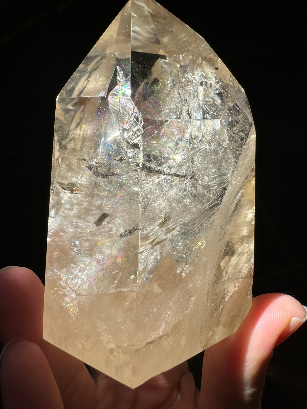 Champagne Brazilian Citrine Tower with Rainbows