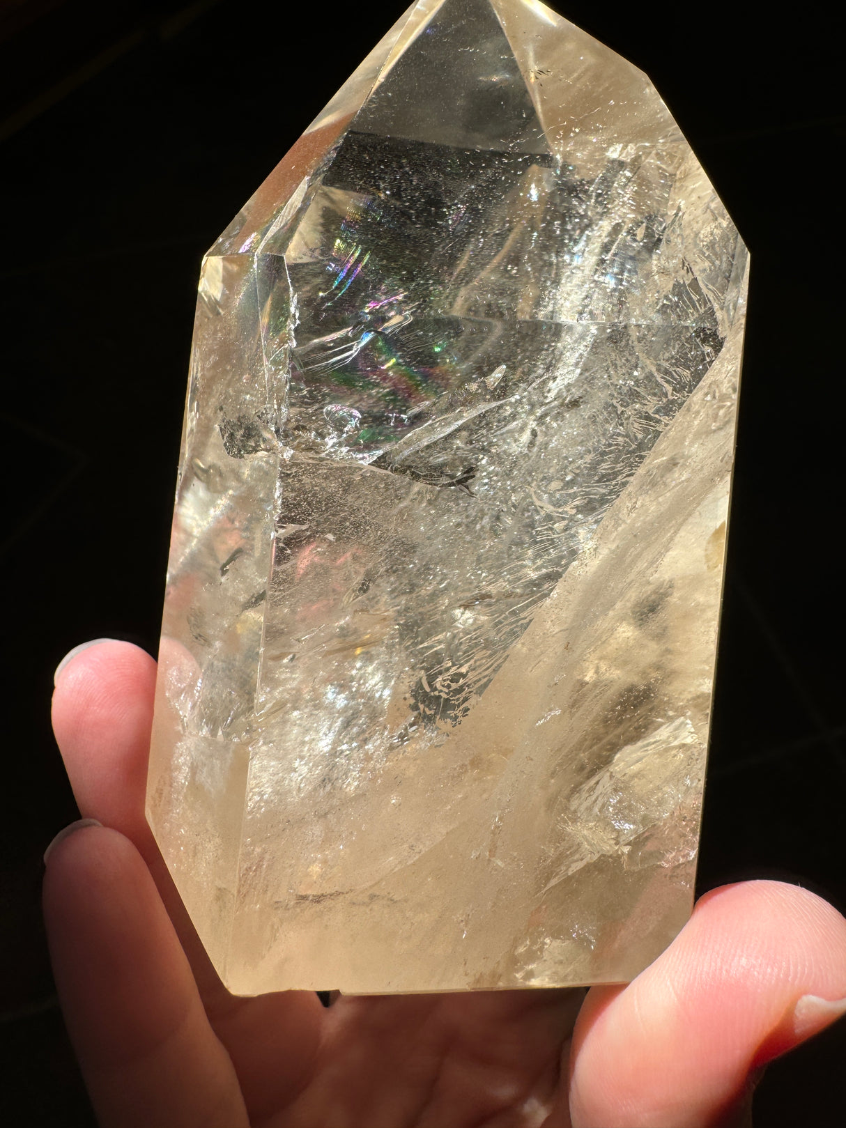 Champagne Brazilian Citrine Tower with Rainbows