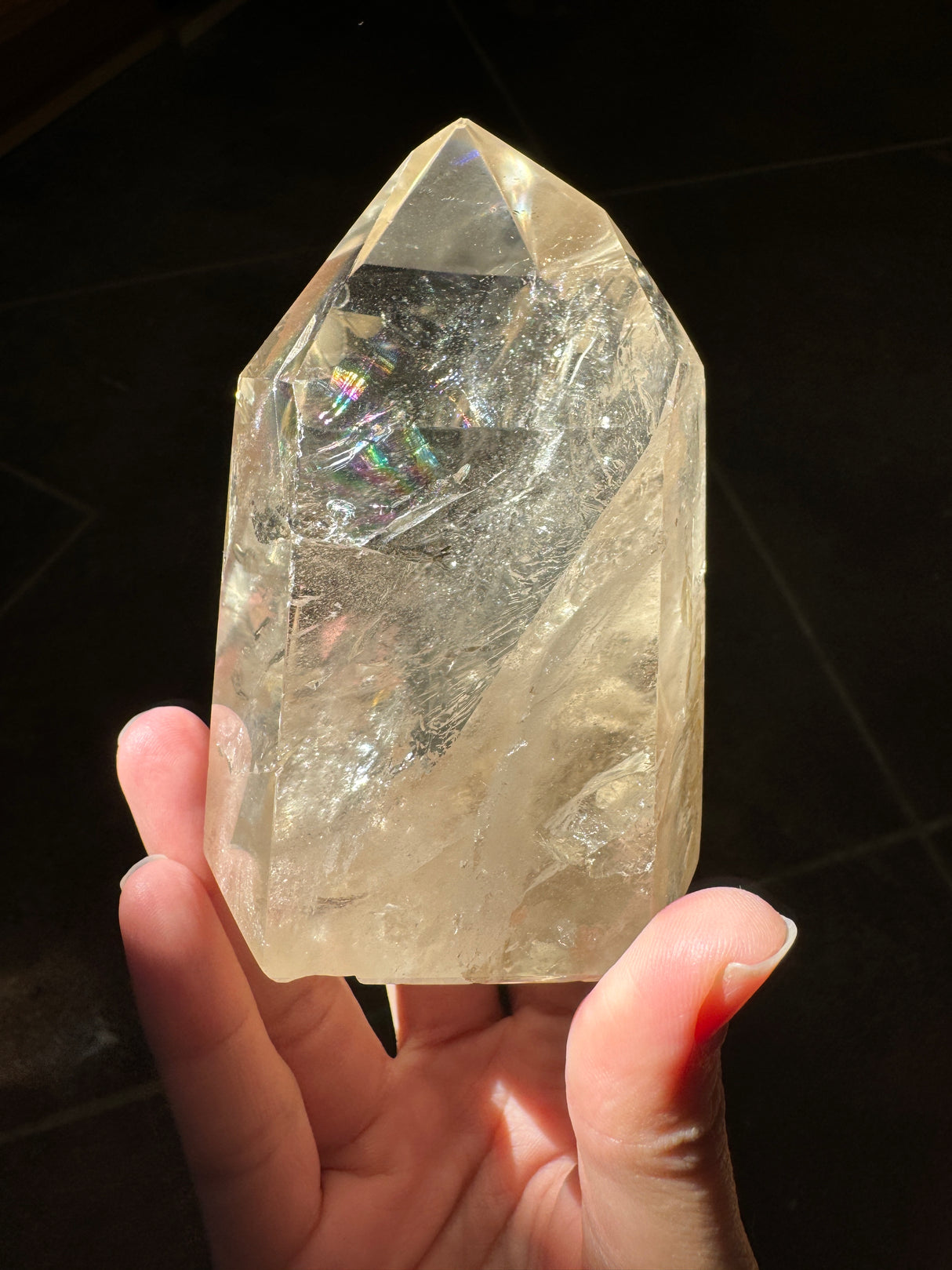 Champagne Brazilian Citrine Tower with Rainbows