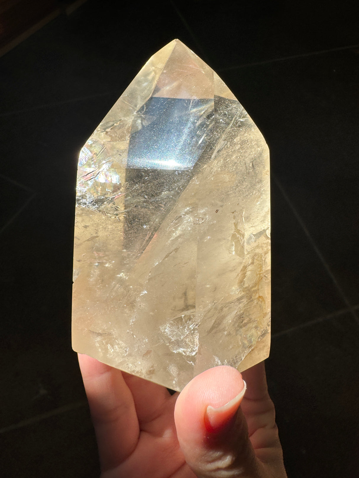 Champagne Brazilian Citrine Tower with Rainbows