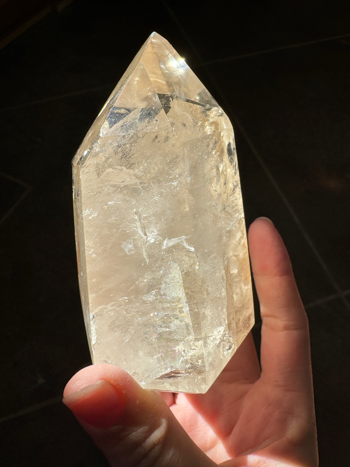 Champagne Brazilian Citrine Tower with Rainbows