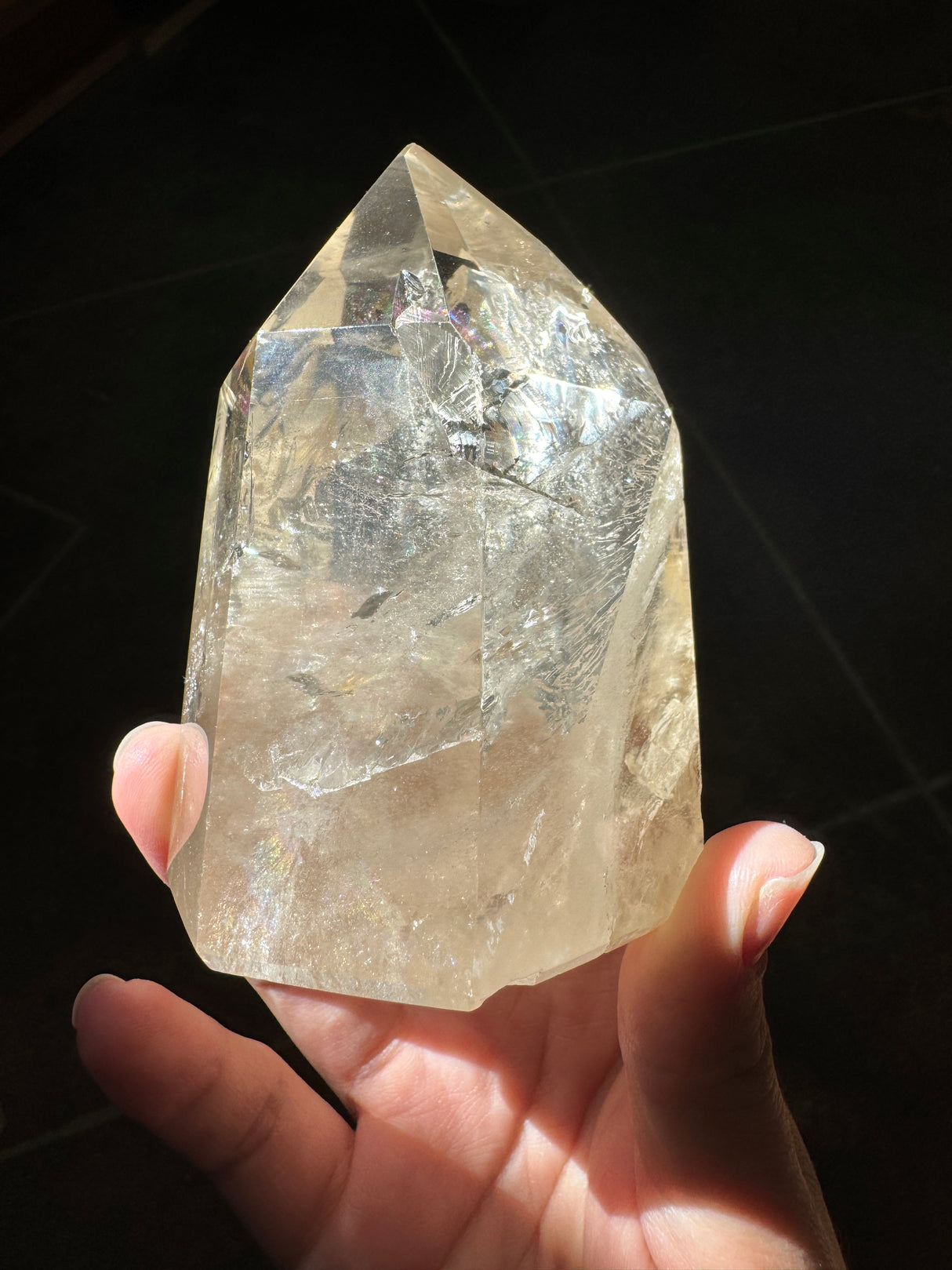 Champagne Brazilian Citrine Tower with Rainbows