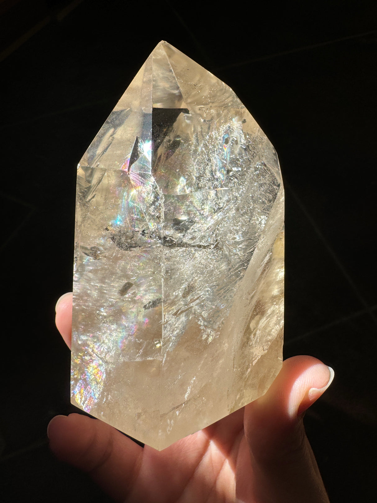 Champagne Brazilian Citrine Tower with Rainbows