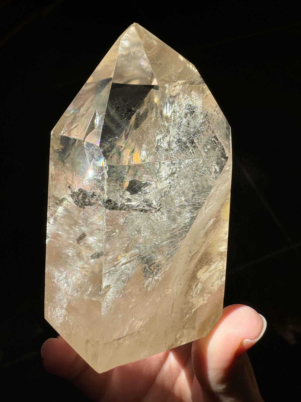 Champagne Brazilian Citrine Tower with Rainbows