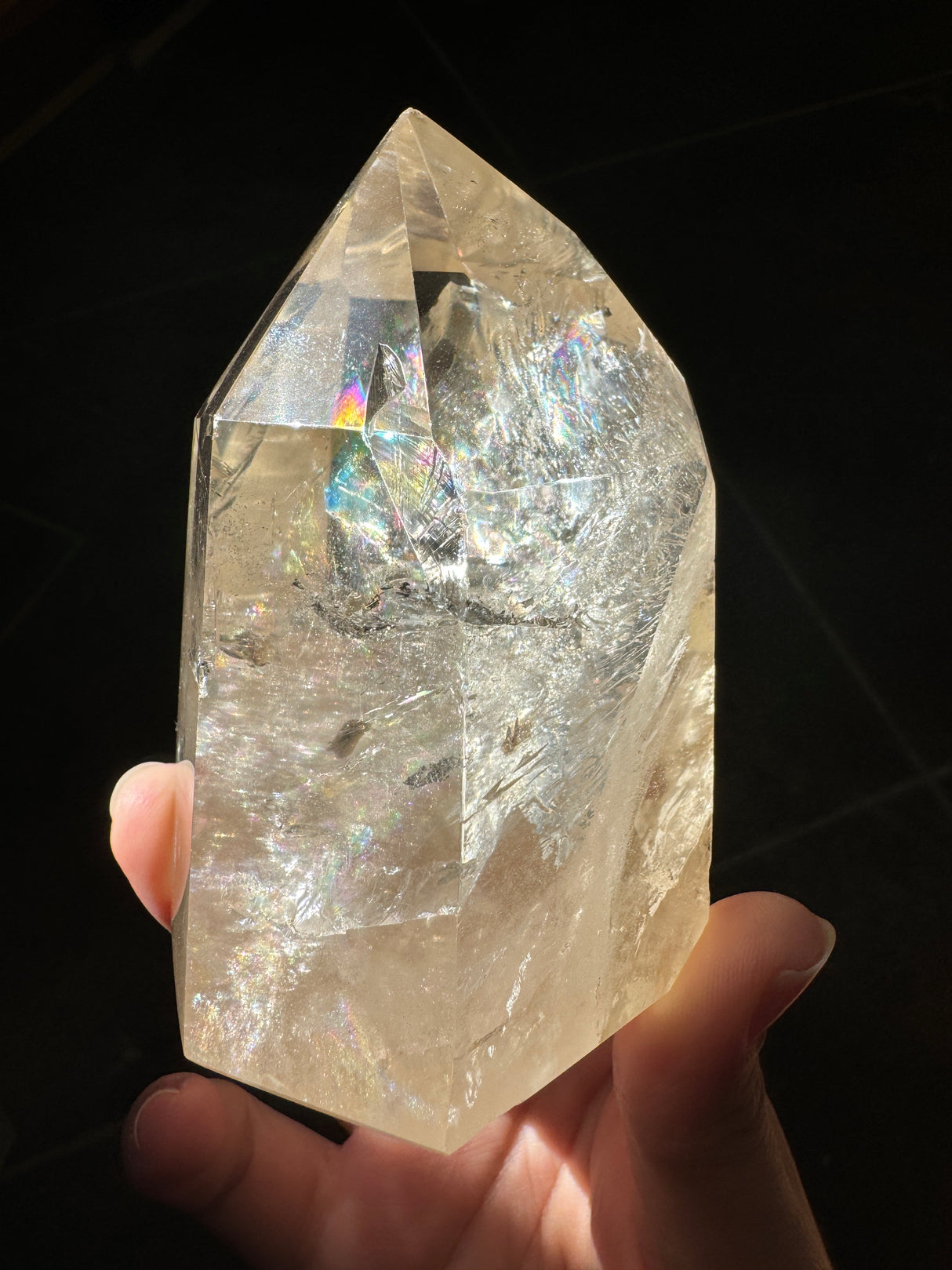 Champagne Brazilian Citrine Tower with Rainbows