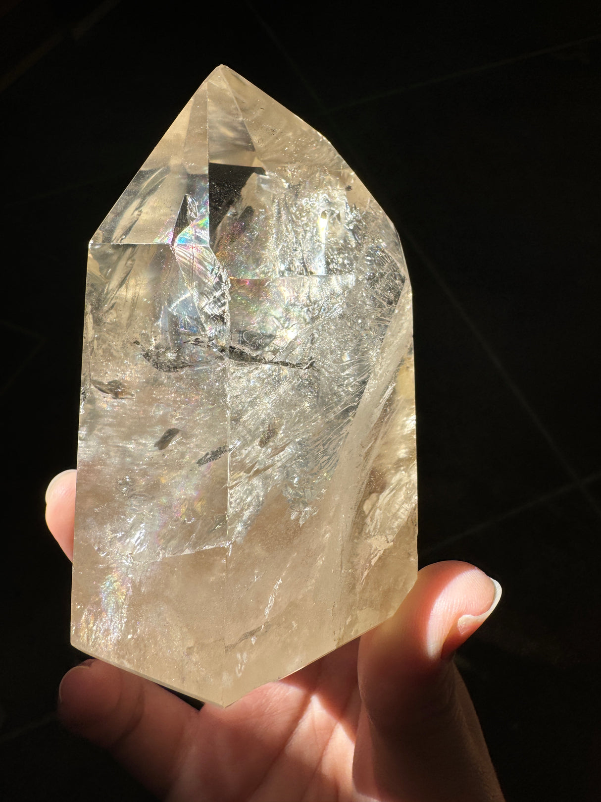 Champagne Brazilian Citrine Tower with Rainbows