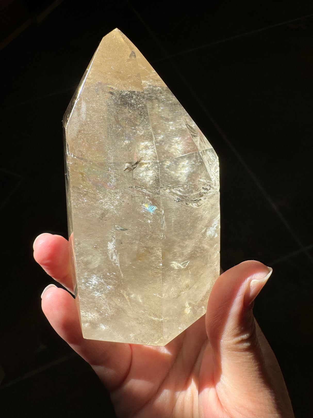 Champagne Brazilian Citrine Tower with Rainbows